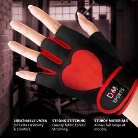 DXM SPORTS Workout Gloves for Women and Men with Wrist Support - Weight Lifting Gloves for Gym, Cycling, Training - Exercise Gloves for Women (Red, Small)