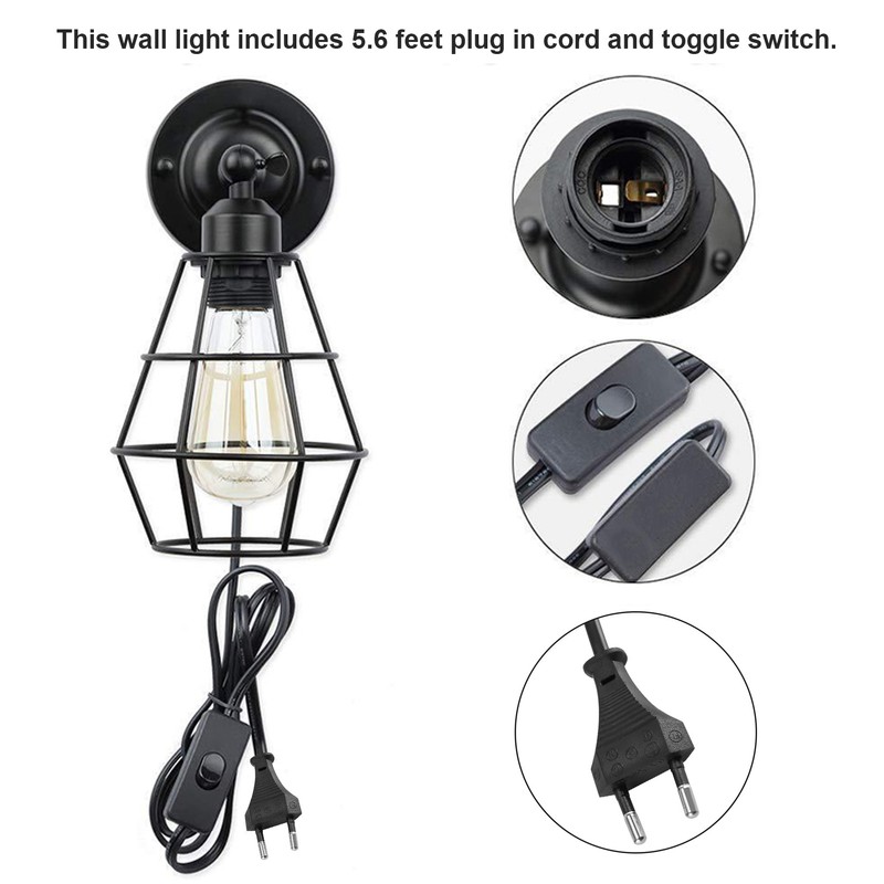 Farmhouse Wall Light Fixtures Industrial Wall Mount Vintage Bedside Light