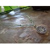 ✿ Moss green chain necklace tree of life forest disc