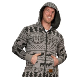 UglyChristmasSweater Style Fair Isle Jumpsuit Cozy Adult Union Suit Pajamas for Mens and Womens