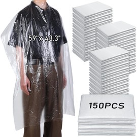 Yahenda 150 Pcs Disposable Salon Capes Bulk Waterproof Hair Cutting Capes for Barber Stylist Dye Supplies 59 x 43.3 Inch(Clear)