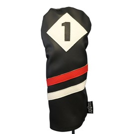 Majek Retro Golf Headcovers Black Red and White Vintage Leather Style 1 3 5 X Driver and Fairway Head Covers Fits 460cc Drivers Classic Look