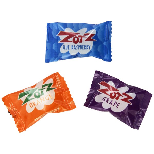 Zotz Fizz Sour Candy - Blue Razz, Orange & Grape 48ct.