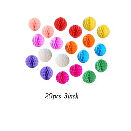 20pcs Honeycomb Flower Balls Party Honeycomb Balls Decoration Paper Flower Balls Tissue Paper Flower Ball Pom Poms Ball for Baby Shower Birthday Wedding Home Decor (3inch, Colorful)