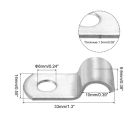 PATIKIL 1.9"/10mm Rigid Pipe Strap Clamp Set of 10 304 Stainless Steel 2 Hole U-Shaped Tube Clip for Fixing Pipe