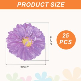sourcing map 25 Pack Artificial Flower Cutouts Thanksgiving Day Wedding Autumn Decorate Purple with Glue 3.1x3.1 Inch for Wedding Thanksgiving Parties Crafts