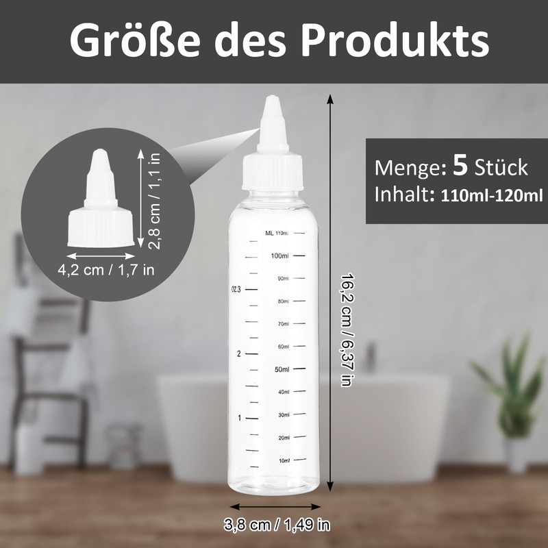 Yudobliss Squeeze Bottle, Pack of 5 110 ml Transparent Squeeze