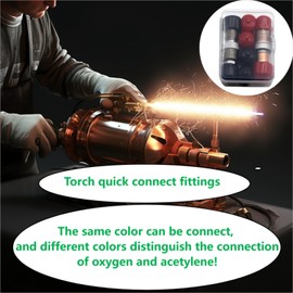 YBMTE Upgraded Oxy Acetylene Quick Connects, Oxy-Fuel to Torch Quick Connect Fittings, Hose to Torch Connect Kit, Cutting Torch Hose Quick Connect Sets, 1 Year Warranty