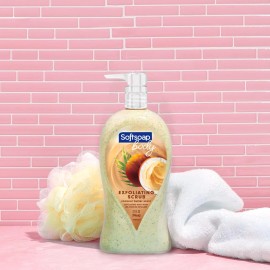 Softsoap Coconut Butter Scrub Exfoliating Body Wash Pump 32 fl oz – Tropical Coconut & Jojoba Butter with Crushed Apricot Seeds for Gentle Exfoliation and Moisture Retention