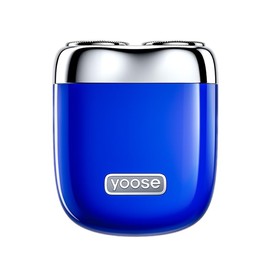 yoose Mini Electric Shaver, Alloy Portable Travel Shavers, Cordless Shaving, USB-C Rechargeable Electric Razor for Men, Dry Shave, IPX7 Waterproof, Detachable Head, Easy Cleaning, Blue