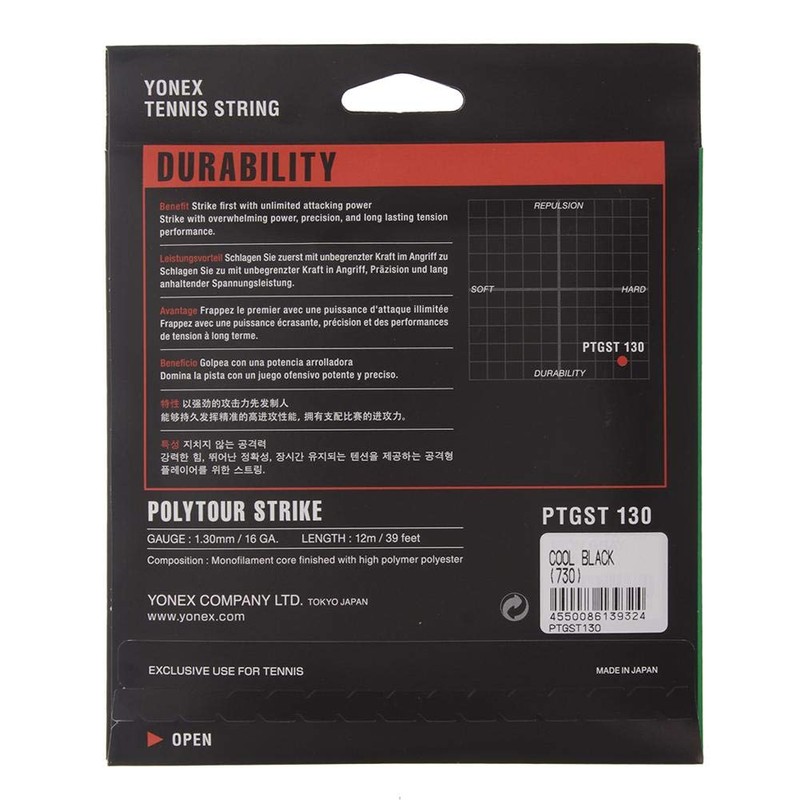 YONEX Poly Tour Strike 130 Black Tennis String (2 Sets)