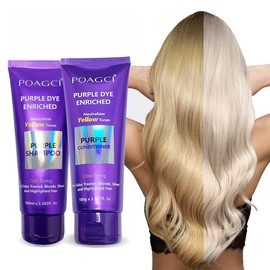 Purple Shampoo and Conditioner Set – Neutralizes Yellow Tones for Blonde, Silver, and Gray Hair – Sulfate-Free, Vegan, 200ml / 6.76 fl. Oz – Travel Size Suit
