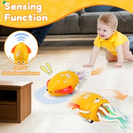 LZZAPJ USB Rechargeable Dancing Octopus Baby Toy - Electric Crawling & Tummy Time Toy, Magical Musical Squid, Birthday for Kids Ages 1 2 3 4 5 6, Boys & Girls (Yellow)