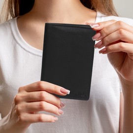 zmoka Travel Document Folder Made of Soft Leather with RFID Protection - Card Folder (Selection), black, Document folder