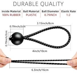 KissDate 35Pcs Ball Bungee Cords,Elastic Bungee Cord Tarp Bungee Cords with Balls 4 inch Tarpaulin Ties Down Elastic Rope Tent Banners Gazebo Canopy Bungees Cords