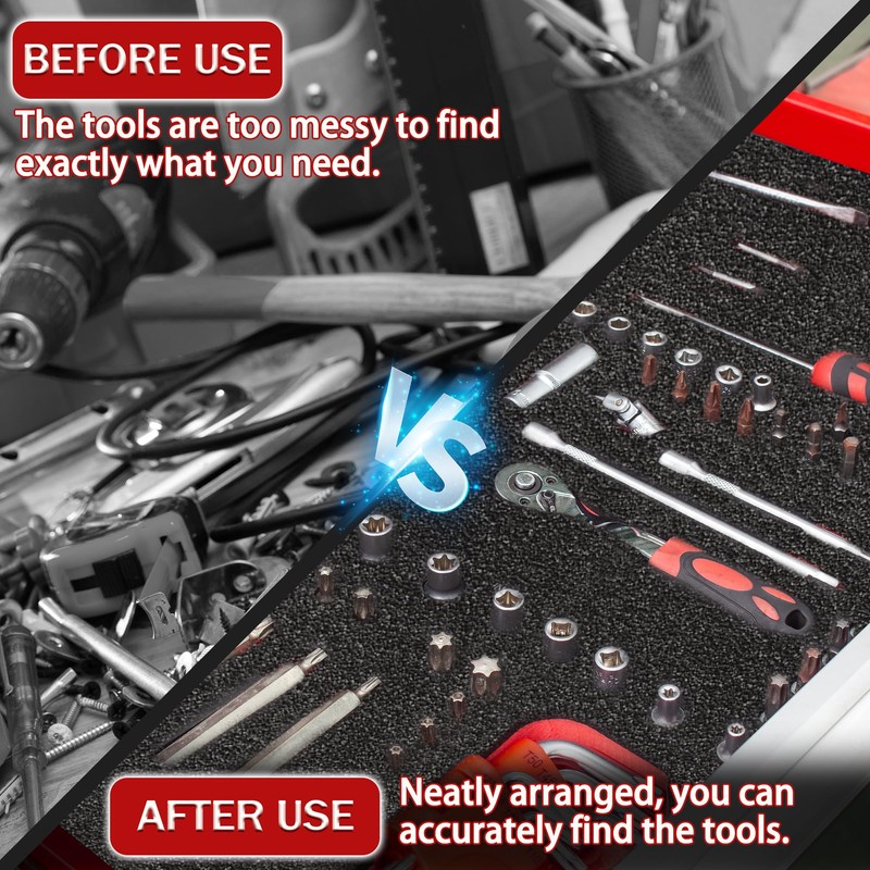 2PCS 45x22x1.5 in & 2PCS 45x22x0.4 in Tool Box Foam