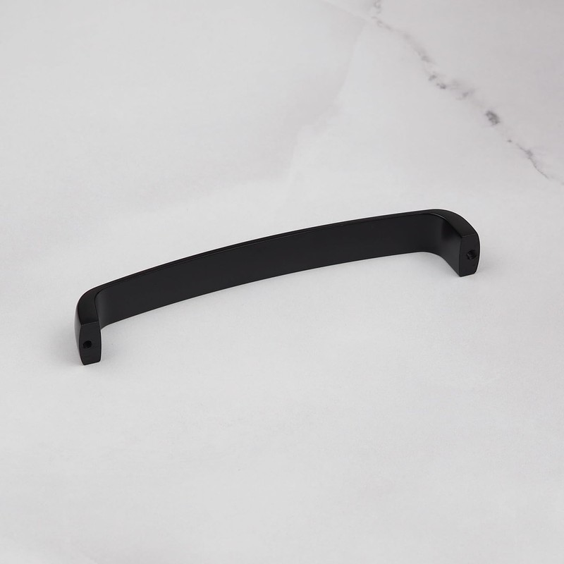 Matt Black Kitchen Cupboard D Bar Handle 160mm Fixing Curved