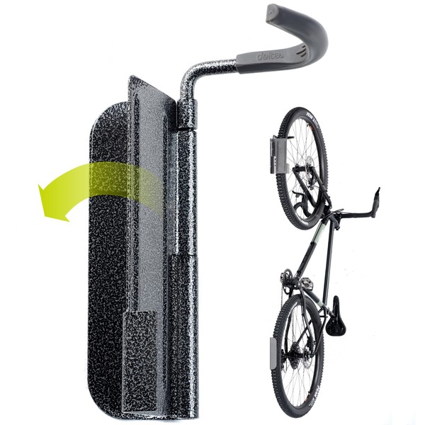 Swivel Bike Wall Mount by Delta Cycle - Garage Bike Rack Swings 90 Degrees For More Floor Space - Bike Wall Hanger With Rear Tire Tray - Vertical Bike Rack Holds Any Bike Up To 40 lbs