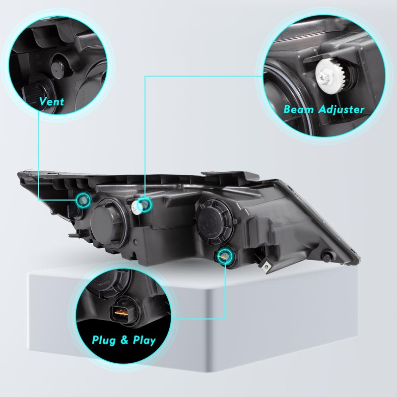 TUSDAR Halogen Headlight Assembly Set Compatible With 2011 2012 2013