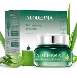 Aloderma- Crema iluminadora para ojos con aloe vera orgánico: crema hidratante diaria para ojos contra ojeras e hinchazones