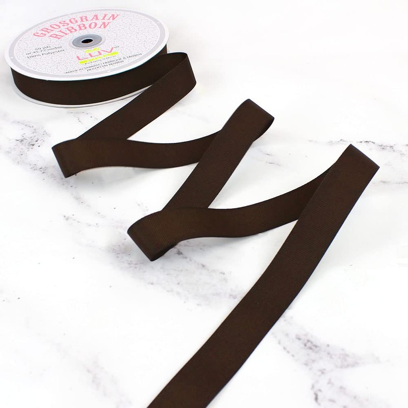 Creative Ideas 7/8-Inch Solid Grosgrain Ribbon, 50-Yard, Brown