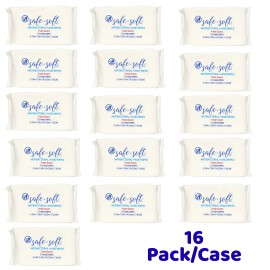 Safe & Soft Case of 16 Packs Safe and Soft Antibacterial Hand Wipes - 72 Wipes Each