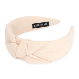 Amariver Beige Headband Knotted Wide Headband for Women Top Knot Hair Band Non-slip Head Band Soft Fashion Hair Accessories for Women Girls