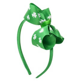 Kefley St Patrick's Day Shamrock Headband for Girls Green Clover Hair Bow Accessories Bowknot headband Hairband Headpiece for St. Patrick's Day Party Festival Bows for Hair