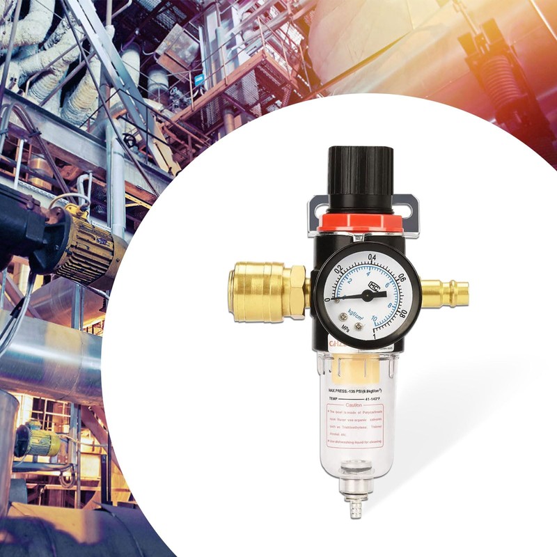 Compressed Air Pressure Regulator, 1/4 Inch Compressed Air Maintenance Unit