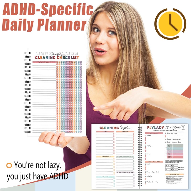 RZCOMP ADHD Cleaning Planner ADHD Daily Organizing Planner,Cleaning Schedule and