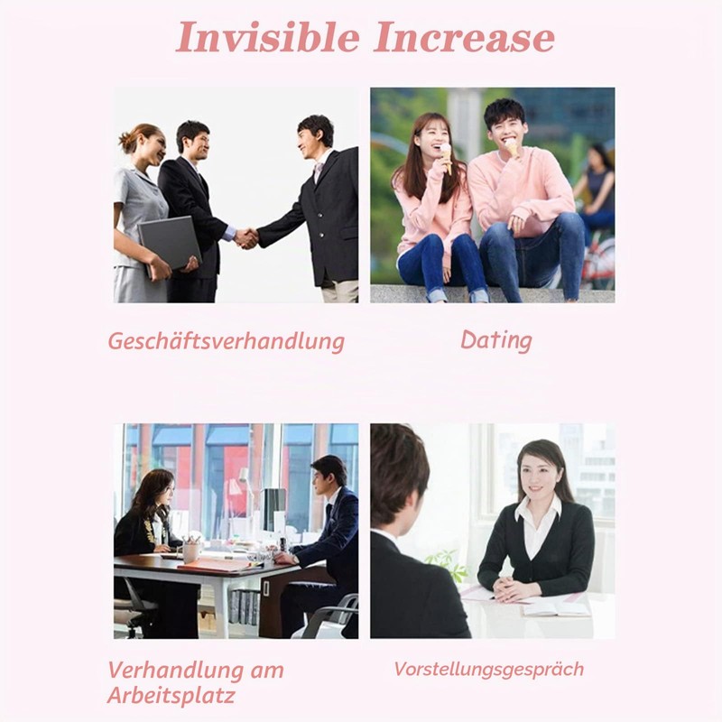 Increased Height Insoles, Self-Adhesive Invisible Elevation Shoe Insoles, Heel Cushion