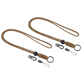 PATIKIL Paracaídas Cordón 20 Pulgadas, 2 Paquete Collar Llavero Cordón Metal Cierre Gancho Anillo Correa para Llaves Silbato Identificación Tarjeta Chapa Soporte, Marrón