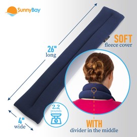 SunnyBay Microwavable Heating Pads, Microwavable Moist Heated Neck and Shoulder Wrap, Versatile Weighted Beanbag Cold Pack or Warm Compress, 2.2 lbs, 26x4 Inches, Navy Blue