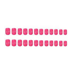 24 Pcs Rose Red Press on Nails Medium Square - MINGCHUN Glossy Autumn Fake French Nails Press ons Nails Tips Solid Color Design Full Cover False Nails Glue on Nails Stick on Nails Acrylic Nail Art Kit