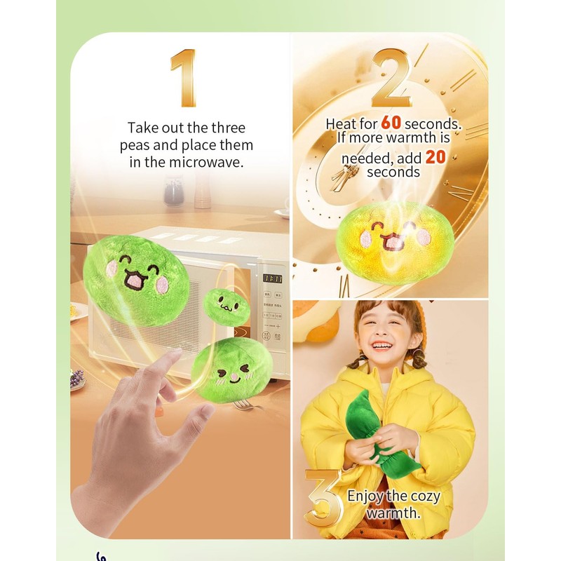 COMOIL Peas in a Pod Plush Microwave Heating Pad -