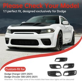 Zekrom Inner Door Bowl Handle Interior, Inner Door Handle Bowl Cover Trim for Dodge Charger 2011-2021 for Dodge Chrysler 300 2015-2021 (Carbon Fiber 5 Pcs)