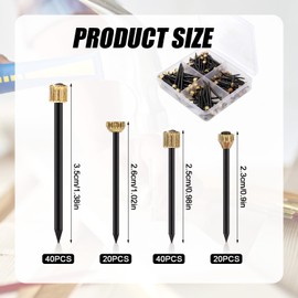 Pack of 120 Nails for Hanging Pictures, Steel Pin and Brass Head Picture Frame Nails with Plastic Box, 4 Sizes, Decorative Picture Hangers for Pictures, Mirrors, Baskets