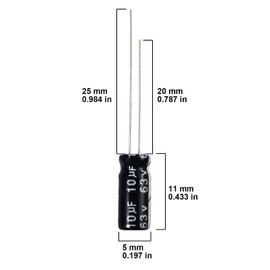 Throzzik 10uF 63V 5 * 11mm 20pcs Electrolytic Capacitor 10 uF MFD 63 Volt 0.2 * 0.43in Aluminum Capacitors