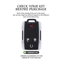 Homaupt for GMC Key Fob Cover with PU Leather Keychain, TPU Key Shell Protector Car Accessories Compatible with Chevy Silverado Colorado/GMC Sierra Canyon 2014 2015 2016 2017 4 Buttons Black