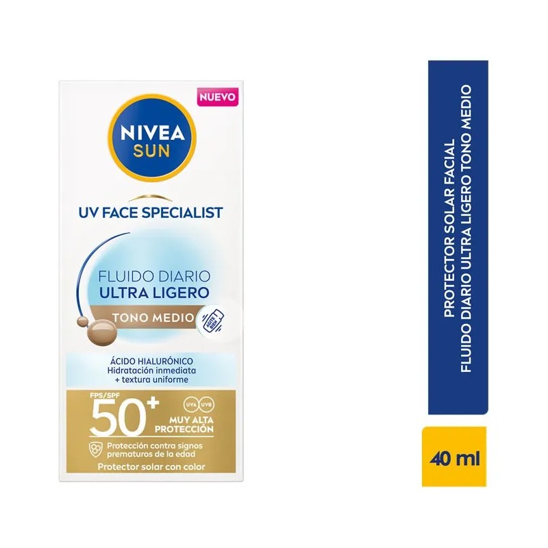 Protector Solar Facial NIVEA SUN Fluido Diario Tono Medio +