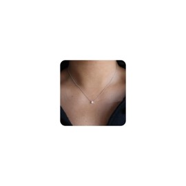 Rumgey Silver Necklaces for Women, Dainty Diamond Necklace 14k Silver Plated Simple CZ Necklaces for Women Silver Pendant Necklace Trendy Everyday Jewelry Gifts for Her