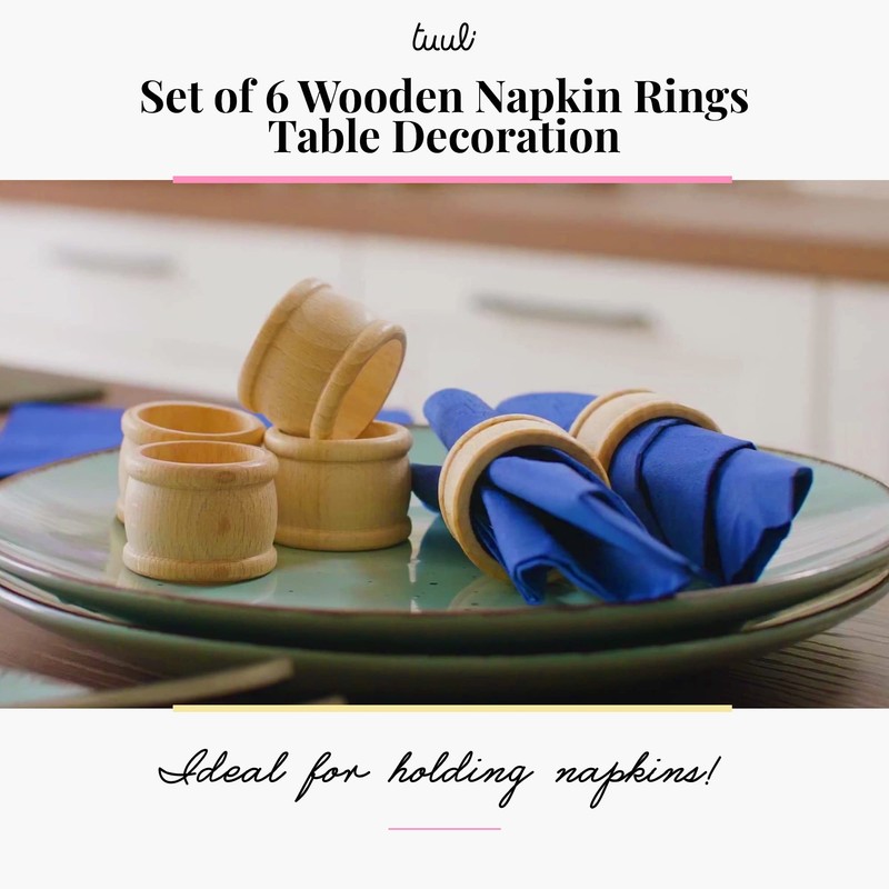 tuuli Kitchen Set of 6 Wooden Napkin Rings Table Decoration