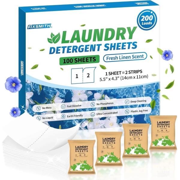 Laundry Detergent Sheets, 200 Loads Fresh Linen Scent Laundry Soap