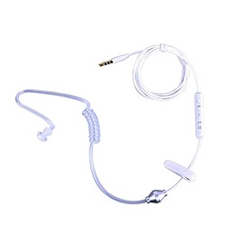 Audífonos Alambrico In Ear con Micrófono, Auriculares Un Solo Oido 3.5mm con Control Volumen, Auricular Mono Tubo de Aire Transparente