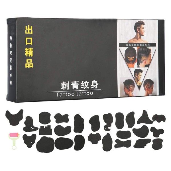 Hair Engraving Template, Hair Tattoo Carved Template Curve Hairline Template, 25 Pieces/Set Stencil DIY Hairdressing Supplies Styling Dye Coating Tattoo Pattern Salon Hairdresser Tools
