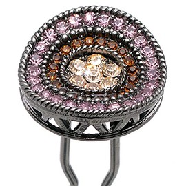 Decorative Hair Stick Vintage Style Rhinestone Crystal Hair Bun Stick, Light Brown