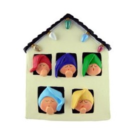 House with Windows & Five Heads Ornament