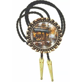 Neckties clothing accessories photo art custom made bolos Paris Cafe Streets Art Photo Bolo Tie Men's Wear Accessory Neckties Gift Dad