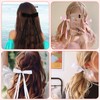 6Pcs Hair Bow Ribbon for Women Girls Black White Tassel