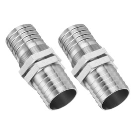 sourcing map 2 Pcs Brass Hose Barb Fitting Straight Connector Coupler, 1" ID Brass Fitting Air Hose Fittings for Connecting Water Fuel Air, Oil Hoses Silver